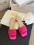 Dior Dway Heeled 35MM Slides in Pink Embroidered Satin and Cotton