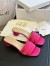 Dior Dway Heeled 35MM Slides in Pink Embroidered Satin and Cotton