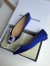 Manolo Blahnik Hangisi Flats In Blue Satin with Crystal Buckle