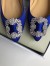 Manolo Blahnik Hangisi Flats In Blue Satin with Crystal Buckle