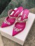 Manolo Blahnik Lurum Crystal 90mm Mules In Rose Red Satin