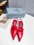 Prada Slingback Pumps 55MM In Red Brushed Leather