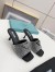 Prada Black Satin Heeled Sandals with White Crystals