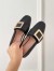 Roger Vivier Soft Metal Buckle Loafers in Black Leather