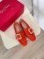 Roger Vivier Soft Metal Buckle Loafers In Orange Suede