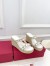 Valentino Garavani Rockstud Wedge Sandals in White Calfskin 