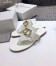 Dior 30 Montaigne Thong Flats In White Calfskin