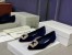 Manolo Blahnik Hangisi Flats In Blue Velvet with Crystal Buckle