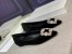 Manolo Blahnik Hangisi Flats In Black Velvet with Crystal Buckle