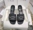 Dior Dway Heeled Black Slides with Metallic Thread and Strass