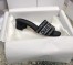 Dior Dway Heeled Black Slides with Metallic Thread and Strass