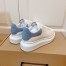 Alexander McQueen Women's Oversized Sneakers With Blue Suede Heel