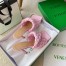 Bottega Veneta Stretch Sandals In Pink Intrecciato Raffia