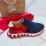 Christian Louboutin Women's Loubishark Sneakers In Blue/Red Suede