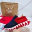 Christian Louboutin Women's Loubishark Sneakers In Blue/Red Suede