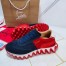 Christian Louboutin Women's Loubishark Sneakers In Blue/Red Suede