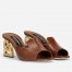 Dolce & Gabbana Brown Lguana-print Mules with DG Pop Heel