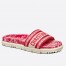Dior Dway Slides In Red Toile de Jouy Flowers Embroidered Cotton