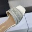 Dior Dway Heeled 35MM Slides in Gold Metallic Thread Embroidered Satin