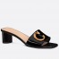 Dior C'est Heeled 50MM Slides in Black Patent Calfskin