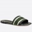 Dior Dway Slides In Green Animals Embroidered Cotton