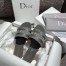 Dior Dway Slides In Grey-Tone Embroidered Metallic Fabric