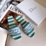 Dior Dway Slides In Ocean Blue D-Stripes Embroidered Cotton