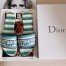 Dior Dway Slides In Ocean Blue D-Stripes Embroidered Cotton
