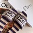 Dior Dway Slides In Navy Blue D-Stripes Embroidered Cotton