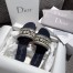 Dior Dway Slides In Deep Blue Embroidered Cotton