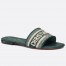 Dior Dway Slides In Green Embroidered Cotton