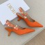 Dior J'Adior Slingback Pumps 65mm In Orange Cotton Embroidery