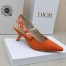 Dior J'Adior Slingback Pumps 65mm In Orange Cotton Embroidery