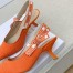 Dior J'Adior Slingback Pumps 65mm In Orange Cotton Embroidery