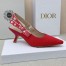 Dior J'Adior Slingback Pumps 65mm In Red Cotton Embroidery