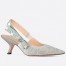 Dior J'Adior Slingback Pumps 65mm In Grey Toile de Jouy Cotton