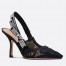 Dior J'Adior Slingback Pumps 100mm In Black Macrame Cotton