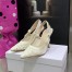 Dior J'Adior Slingback Pumps 100mm In White Macrame Cotton