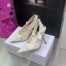 Dior J'Adior Slingback Pumps 100mm In White Macrame Cotton