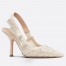 Dior J'Adior Slingback Pumps 100mm In White Macrame Cotton