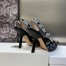 Dior J'Adior Slingback Pumps 100mm In Black Petites Fleurs Embroidered Cotton