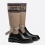 Dior D-Major Boots In Taupe Fabric And Calfskin