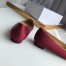 Manolo Blahnik Hangisi Flats In Bordeaux Satin with Crystal Buckle