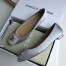 Manolo Blahnik Hangisi Flats In Grey Satin with Crystal Buckle