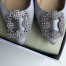 Manolo Blahnik Hangisi Flats In Grey Satin with Crystal Buckle