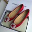 Manolo Blahnik Hangisi Flats In Red Satin with Crystal Buckle