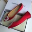 Manolo Blahnik Hangisi Flats In Red Satin with Crystal Buckle