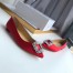 Manolo Blahnik Hangisi Flats In Red Satin with Crystal Buckle