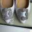 Manolo Blahnik Hangisi Flats In White Satin with Crystal Buckle