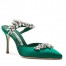 Manolo Blahnik Lurum Crystal 90mm Mules In Green Satin